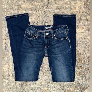Wrangler Dark Blue Jeans with Pink Stitching